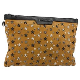 Clutch Jimmy Choo in pelle marrone argento Auth BA13325