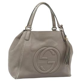 Borsa GUCCI Soho in Pelle Grigio Oro 282309 Auth ep14702
