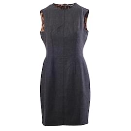 Dolce&Gabbana Black Tailored Sheath Dress with Leopard Print Details - Dolce & Gabbana