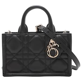 Book Tote Mini Leather Macrocannage Handbag Black - Dior