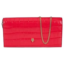 Alexander McQueen Rote Leder-Chain-Clutch mit Prägung - Gebraucht - Alexander Mcqueen