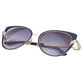 Cartier Metal Pearl Cat Eye Sonnenbrille Black Silver