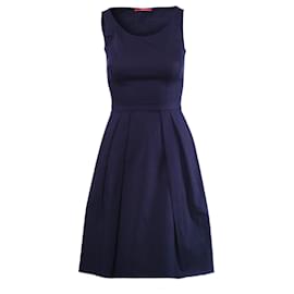Ärmelloses plissiertes A-Linien-Kleid in Navy von Prada