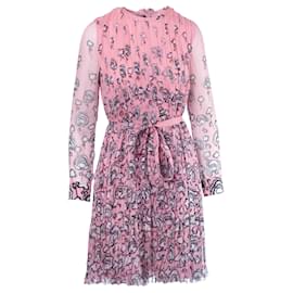 Prada Kleid mit Blumenmuster und langen Ärmeln in Rosa