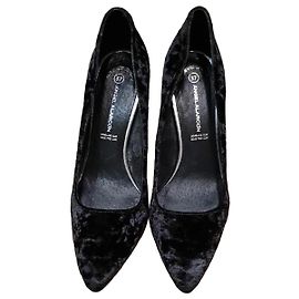 Autre Marque Angel Alarcón Décolleté Velluto Nero Tacco Paillettes Argentate