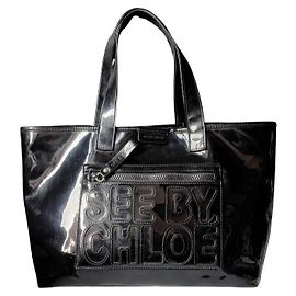 See By Chloé Tote Bag aus schwarzem Lackleder
