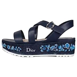 Sandali platform in pelle ricamati Christian Dior Taglia 38 usati