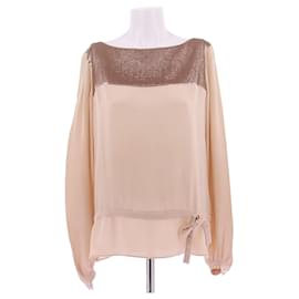 Blusa de seda y lentejuelas doradas - Dior