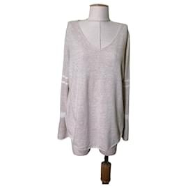 Delicatelove Kaschmir-Leinen Pullover Gestreift - Beige - Autre Marque