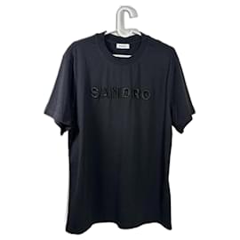 Sandro T-shirt nera logo ricamato