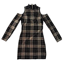 Balmain Kurzkleid mit Nieten und Karomuster