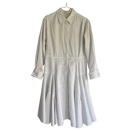 Alaïa Robe Chemise Rayée en Popeline de Coton
