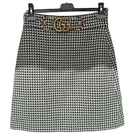 Minifalda Gucci de lana pata de gallo con hebilla Double G