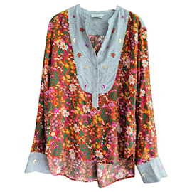 Autre Marque Monoki Boho-Bluse mit Blumenprint und Streifen