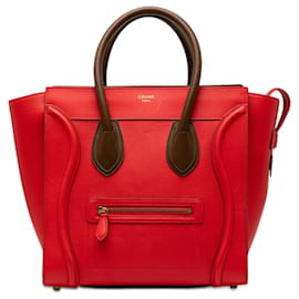 Celine Mini Bicolor Leder Luggage Tote in Rot - Céline