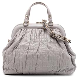Dior Satchel aus grauem Lammleder Gaufre Cannage Delices Frame