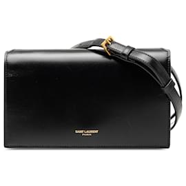 Borsa a tracolla Saint Laurent in pelle di vitello liscia nera