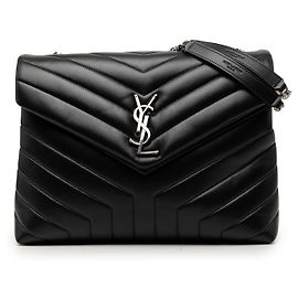 Saint Laurent Black Medium Matelasse Calfskin Monogram LouLou Schultertasche