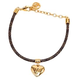 Bracciale Louis Vuitton Blooming Heart con Monogramma Marrone e Placcato Oro