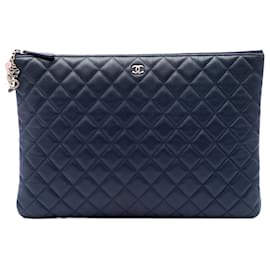 Chanel Blue Large Quilted Lambskin Casino Charms O Case Clutch