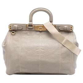 Borsa Prada Gray Vitello Daino Canapa Logo Frame