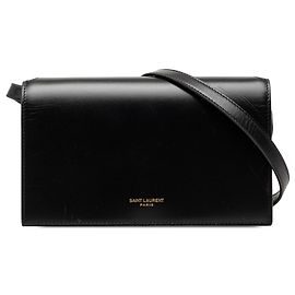 Saint Laurent Crossbody aus glattem schwarzem Kalbsleder