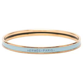 Hermès Email Armreif Blau Extra Schmal Uni 62