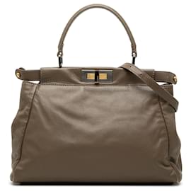 Fendi Brown Medium Calfskin Peekaboo Iconic Satchel