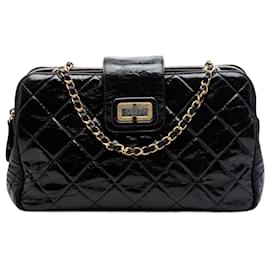 Tote Accordion Reissue Mademoiselle in pelle di vitello liscio trapuntato nero Chanel