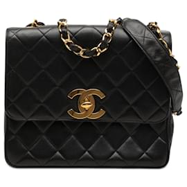 Chanel Black XL CC Quilted Lambskin Square Single Flap