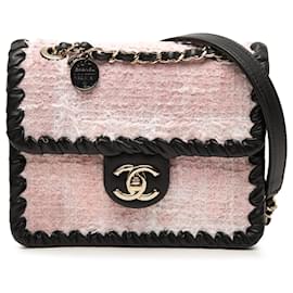 Chanel Pink Mini Calfskin Braided Quilted Tweed My Own Frame Flap