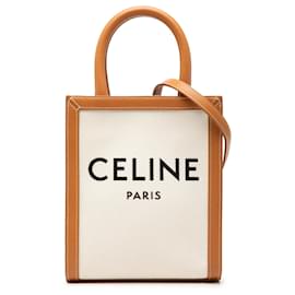 Céline Celine Mini Canvas Vertikaler Cabas Tote in Braun