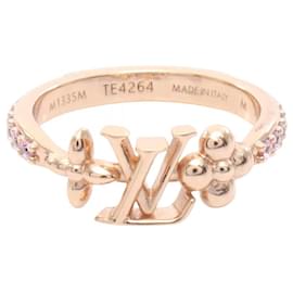 Anello Louis Vuitton placcato oro con strass