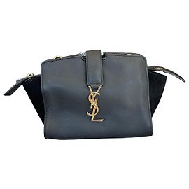 Saint Laurent shoulder bag in black leather and suede