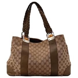 Gucci Borsa Shopper Monogram Canvas Bamboo