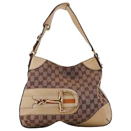 Borsa a spalla Gucci GG Supreme Canvas Horsebit