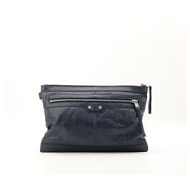 Balenciaga Pochette in pelle blu navy