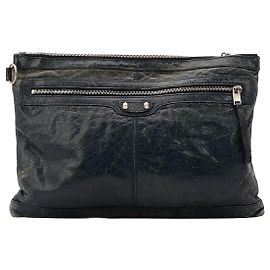 Balenciaga Classic City Aj Pochette Large in pelle blu
