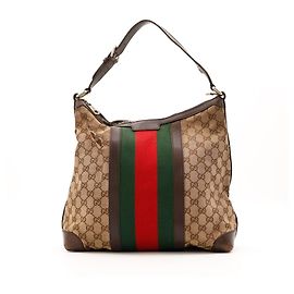 Gucci Borsa Hobo in tela GG Supreme con striscia Web