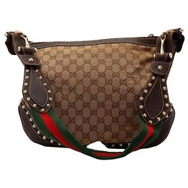 Gucci GG Supreme Monogram Canvas Studded Hobo Bag