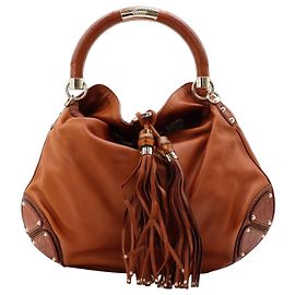 Gucci Borsa Hobo in pelle marrone con nappe