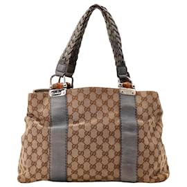 Gucci Borsa Shopper Monogram Canvas Bamboo