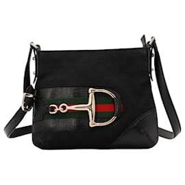 Gucci Horsebit Monogram Canvas Shoulder Bag