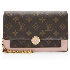 Portafoglio con catena Flore in tela Monogram Louis Vuitton