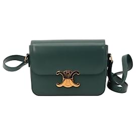 Céline Celine Triomphe Schultertasche aus glattem Kalbsleder in Teal