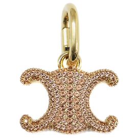 Céline Celine Triomphe Strass Portachiavi con pendente finitura oro