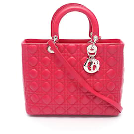 Christian Dior Lady Dior Large Handtasche aus rosa Leder