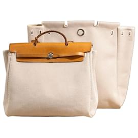 Hermès Herbag GM en lona beige y cuero natural