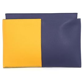 Hermès Hermes Kara Clutch Bag in Jaune Ambre und Blue Ancre