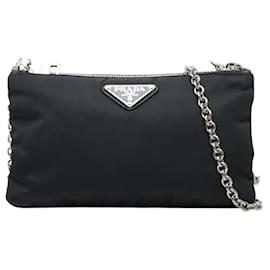 Borsa a tracolla con catena e placca con logo Triangle di Prada